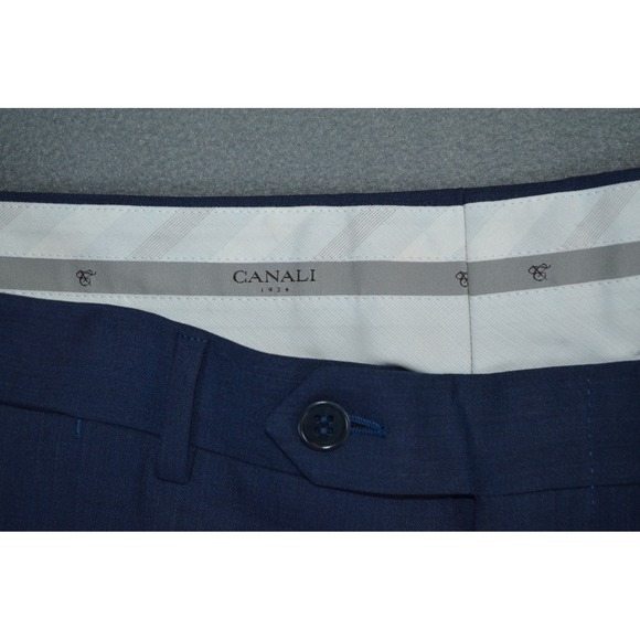 Canali Dress Pants Men 34x29 Blue Wool Slacks Straight Leg Made In Italy - Picture 4 of 8